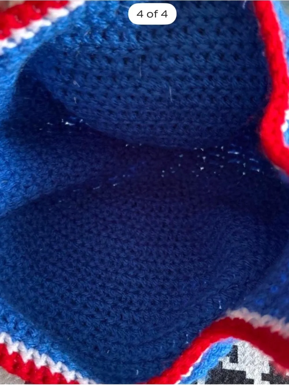 Kids Blue Red White Star Crochet Beanie Hat